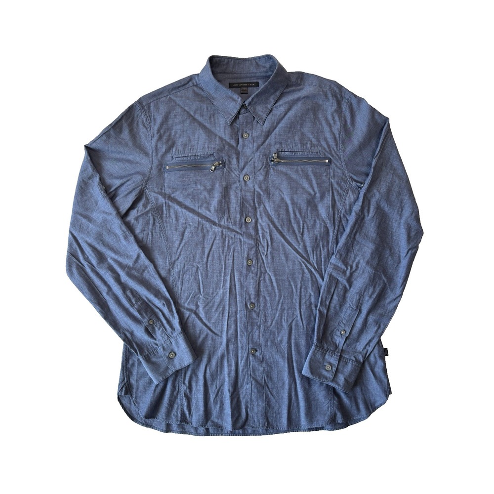 John Varvatos Shirt Mens Large‎ Blue Cotton Long Sleeve Casual USA Collared